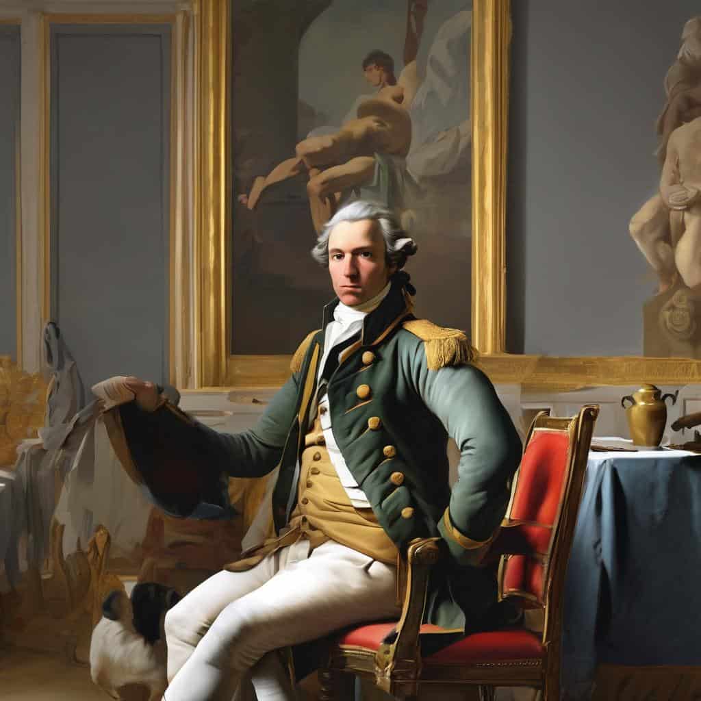 Λοκάρει ο Νεαπολιτάνος επαναστάτης στην αίθουσα τέχνης, με πίνακες και αρχιτεκτονικά στοιχεία εποχής, συνδυάζοντας εικαστική έμπνευση και πολιτισμική κληρονομιά.